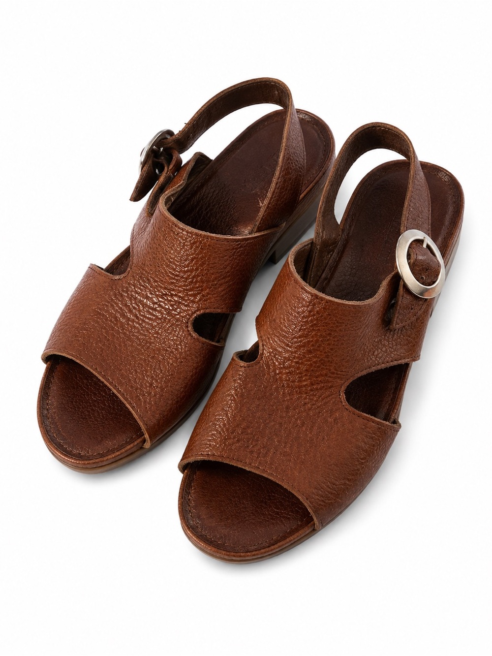 Munro American Brown Leather Slingback Comfort Sandals Women’s 8.5N Made in USA